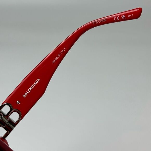 BALENCIAGA Sunglasses BB0095S 016 Red Silver Grey Women NEW